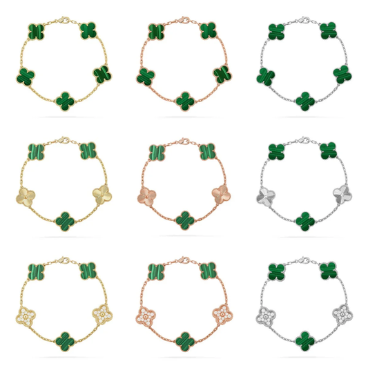 [⭐Lioran] CLOVER 5 MOTIF MALACHITE BRACELET COLLECTION