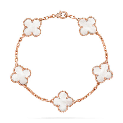 [⭐Lioran]CLOVER WHITE PEARL MOP 5 MOTIF BRACELET COLLECTION