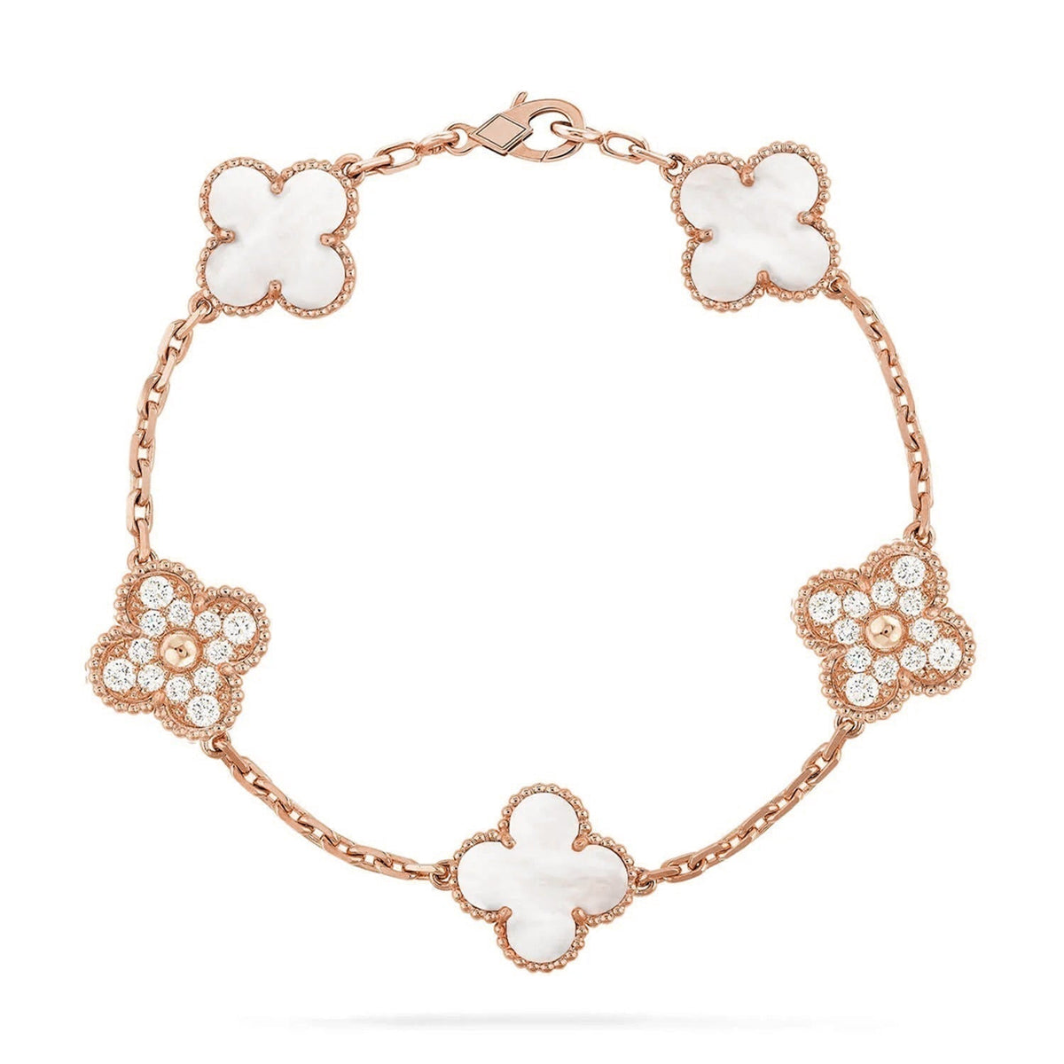 [⭐Lioran]CLOVER WHITE PEARL MOP 5 MOTIF BRACELET COLLECTION