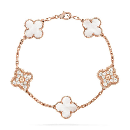 [⭐Lioran]CLOVER WHITE PEARL MOP 5 MOTIF BRACELET COLLECTION