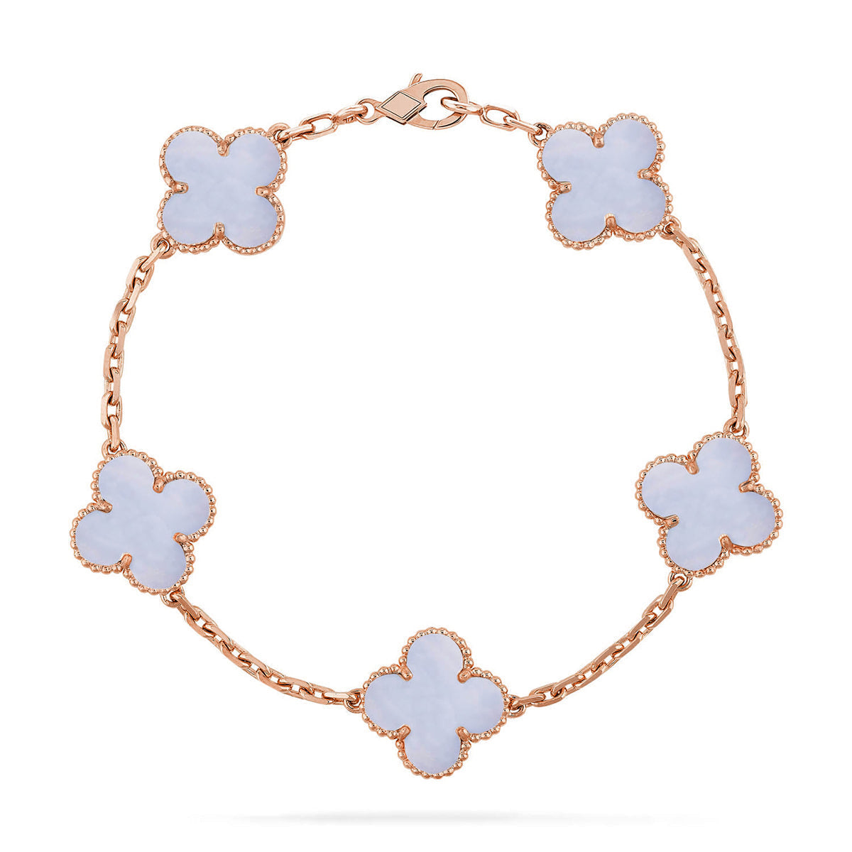 [⭐Lioran] CLOVER 5 MOTIF PURPLE CHALCEDONY BRACELET COLLECTION