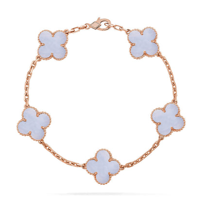 [⭐Lioran] CLOVER 5 MOTIF PURPLE CHALCEDONY BRACELET COLLECTION