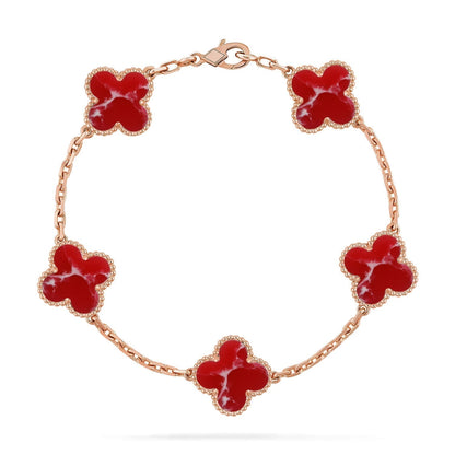 [⭐Lioran]CLOVER 5 MOTIF RED PATTERN BRACELET COLLECTION