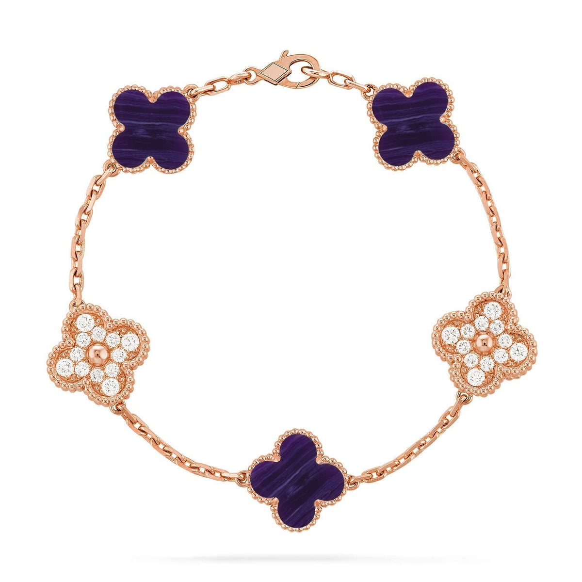 [⭐Lioran]CLOVER 5 MOTIF PURPLE STRIPES BRACELET COLLECTION