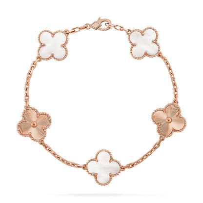 [⭐Lioran]CLOVER WHITE PEARL MOP 5 MOTIF BRACELET COLLECTION