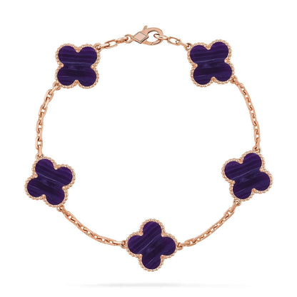 [⭐Lioran]CLOVER 5 MOTIF PURPLE STRIPES BRACELET COLLECTION