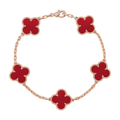 [⭐Lioran] CLOVER 5 MOTIF RED CORNELIAN BRACELET COLLECTION