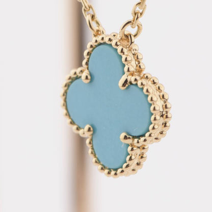 [⭐Lioran]CLOVER 15MM VINTAGE TURQUOISE NECKLACE