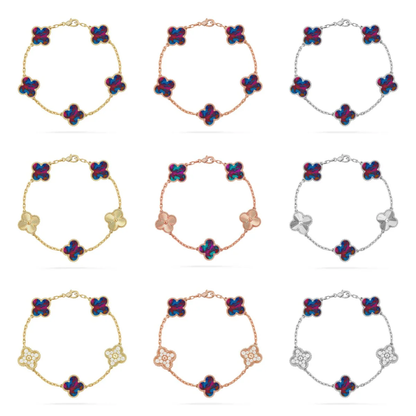 [⭐Lioran]CLOVER 5 MOTIF COLOR GEMSTONES BRACELET COLLECTION