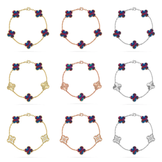 [⭐Lioran]CLOVER 5 MOTIF COLOR GEMSTONES BRACELET COLLECTION