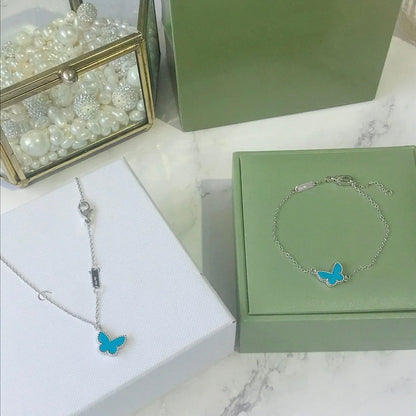 [⭐Lioran]BUTTERFLY TURQUOISE BUTTERFLY BRACELET SILVER