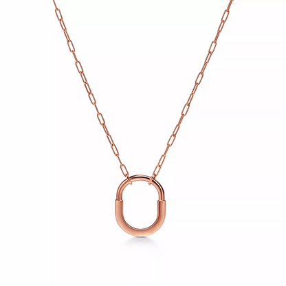 [Lioran]LOCK MEDIUM PENDANT PINK DIAMOND PINK GOLD NECKLACE