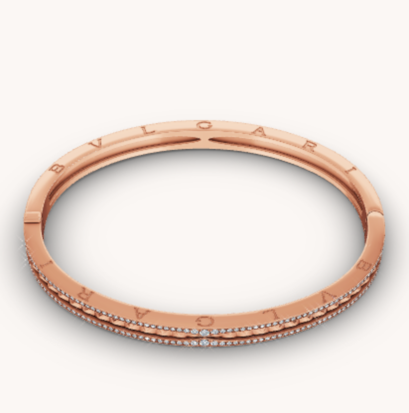 [⭐Lioran]ZERO 1 SPIRAL AND PAVED DIAMOND PINK GOLD BRACELET