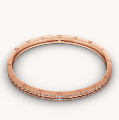 [⭐Lioran]ZERO 1 SPIRAL AND PAVED DIAMOND PINK GOLD BRACELET