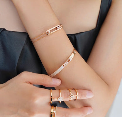 [⭐Lioran]Move Noa Rose Gold Pavé Diamond Bangle Bracelet