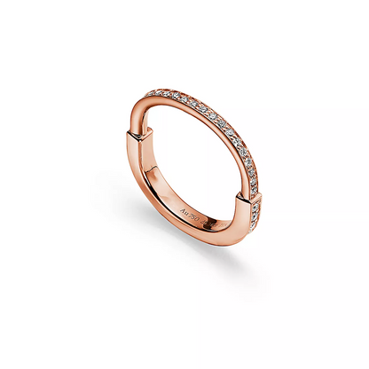 [Lioran]LOCK RING PINK GOLD DIAMOND PAVED