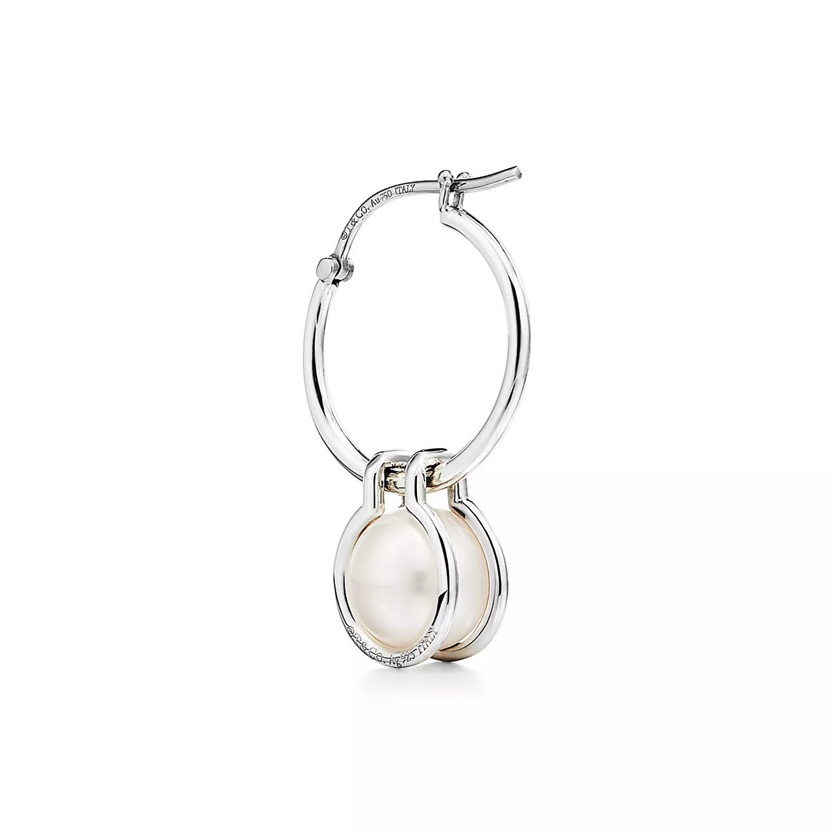 [Lioran]PEARL HOOP SILVER EARRINGS