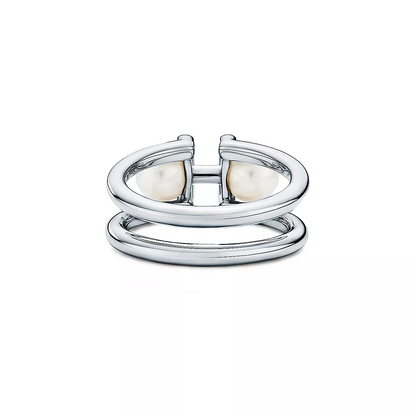 [Lioran]DOUBLE PEARL SILVER RING