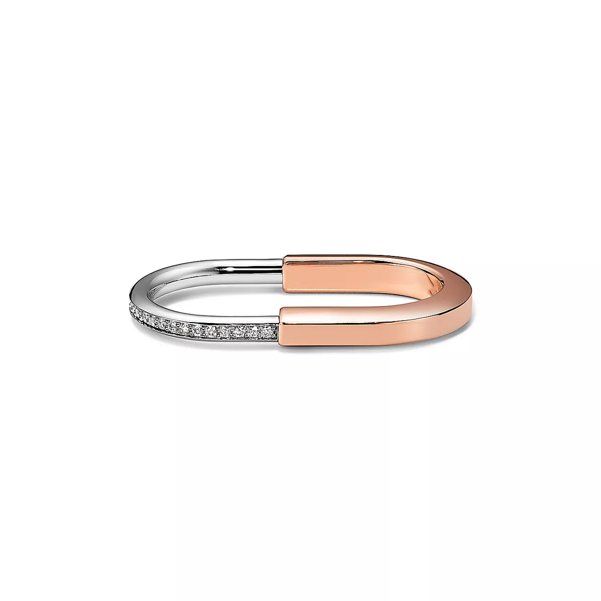[Lioran]LOCK RING TOW-FINGER ROSE AND WHITE GOLD DIAMONDS