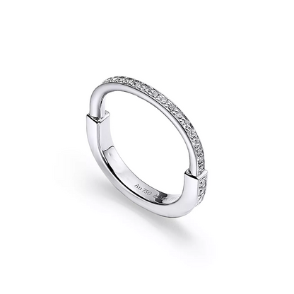 [Lioran]LOCK RING SILVER DIAMOND PAVED