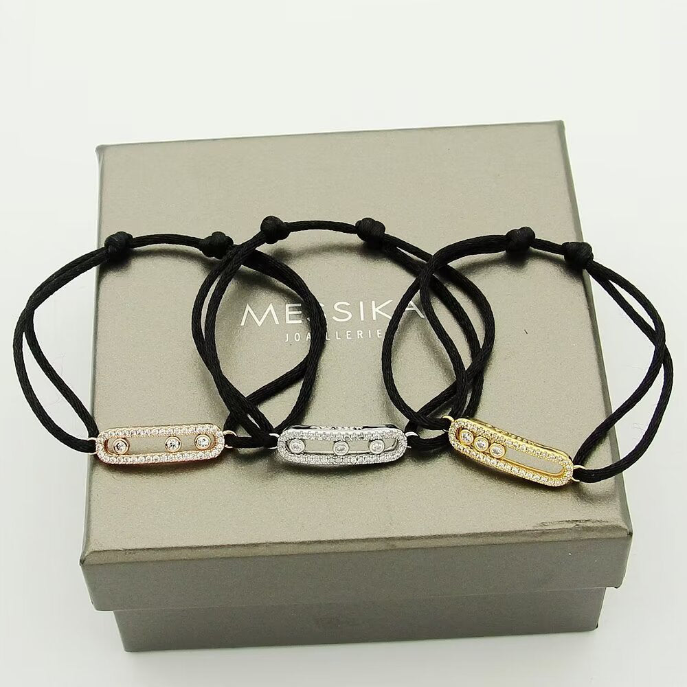 [⭐Lioran]Messika Care(s) pink cord pavé bracelet