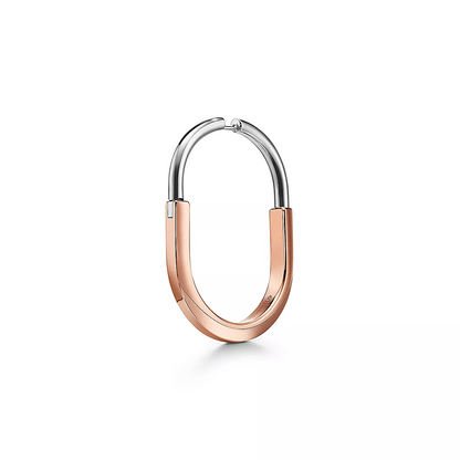 [Lioran]LOCK EARRINGS ROSE AND WHITE GOLD DIAMONDS EXTRA LARGE