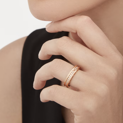 [⭐Lioran]ZERO 1 ONE-BAND PAVED DIAMONDS ON THE SPIRAL RING