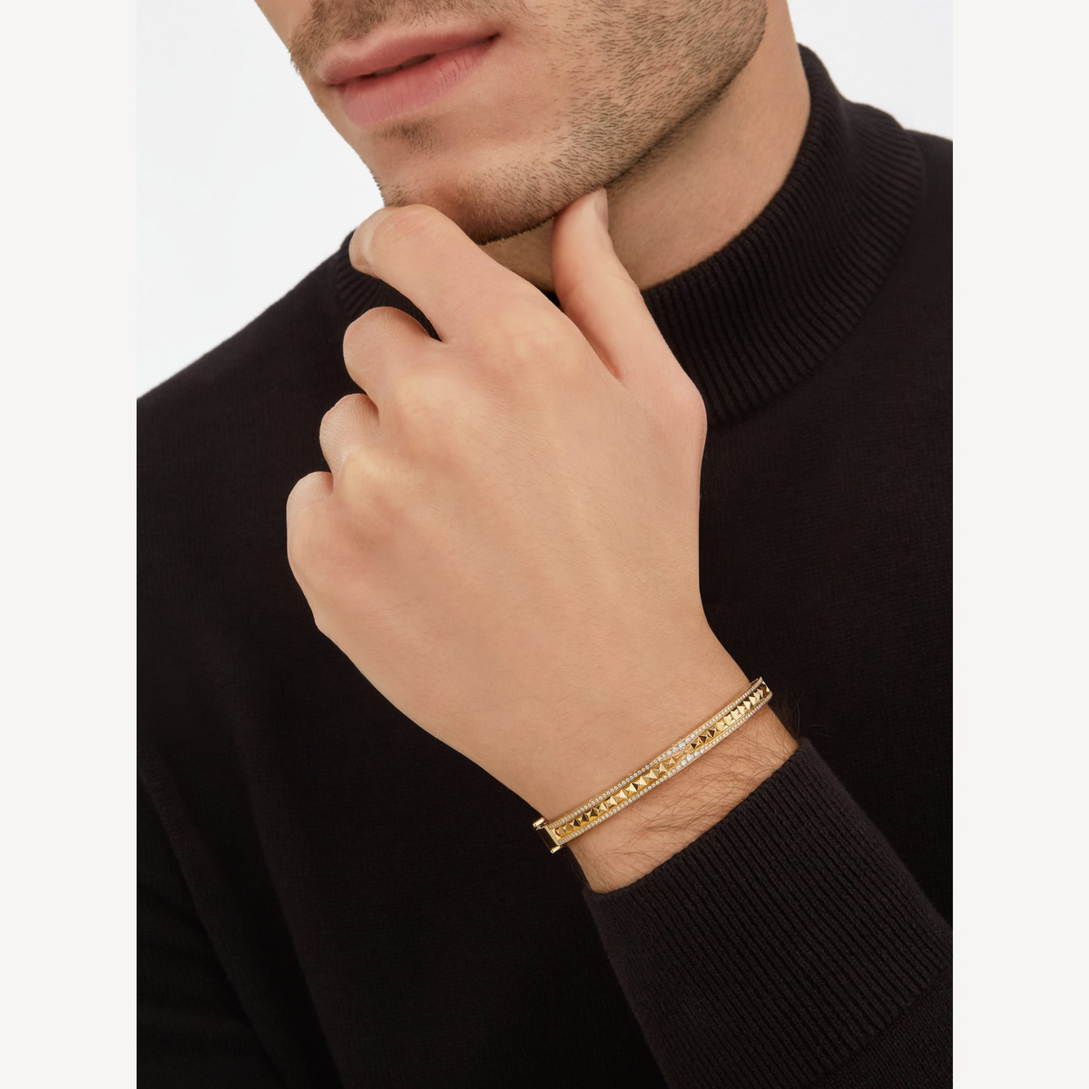 [⭐Lioran]ZERO 1 SPIRAL AND PAVED DIAMOND GOLD BRACELET