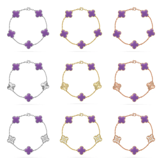 [⭐Lioran]CLOVER 5 MOTIF LIGHT PURPLE BRACELET COLLECTION