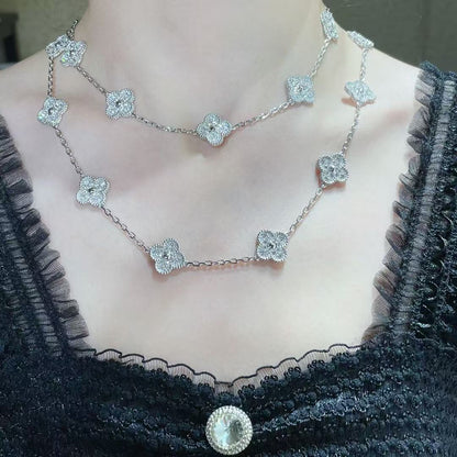 [⭐Lioran]CLOVER 20 MOTIFS FULL-DIAMOND NECKLACE