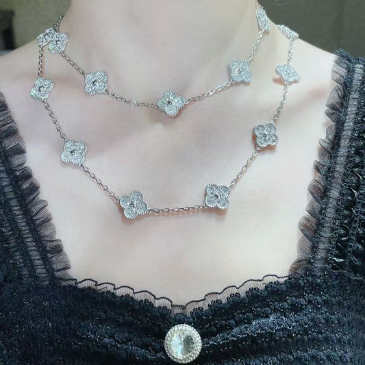 [⭐Lioran]CLOVER 20 MOTIFS FULL-DIAMOND NECKLACE