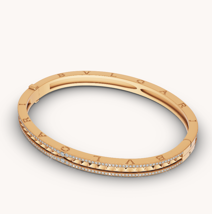 [⭐Lioran]ZERO 1 SPIRAL AND PAVED DIAMOND GOLD BRACELET