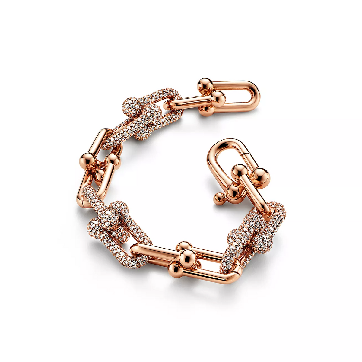 [Lioran]HARDWEAR LARGE LINK PINK GOLD PAVED DIAMOND BRACELET