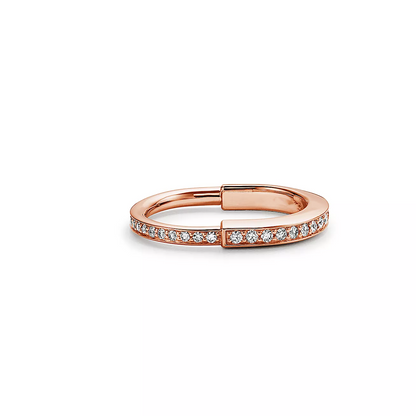 [Lioran]LOCK RING PINK GOLD DIAMOND PAVED