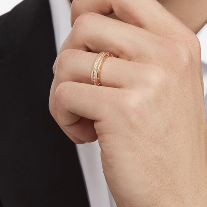 [⭐Lioran]ZERO 1 ONE-BAND PAVED DIAMONDS ON THE SPIRAL RING