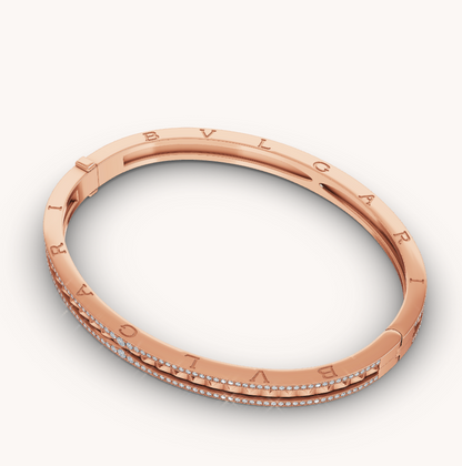 [⭐Lioran]ZERO 1 SPIRAL AND PAVED DIAMOND PINK GOLD BRACELET