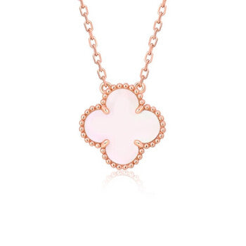 [⭐Lioran]CLOVER 15MM PINK MOTHER-OF-PEARL SINGLE FLOWER NECKLACE