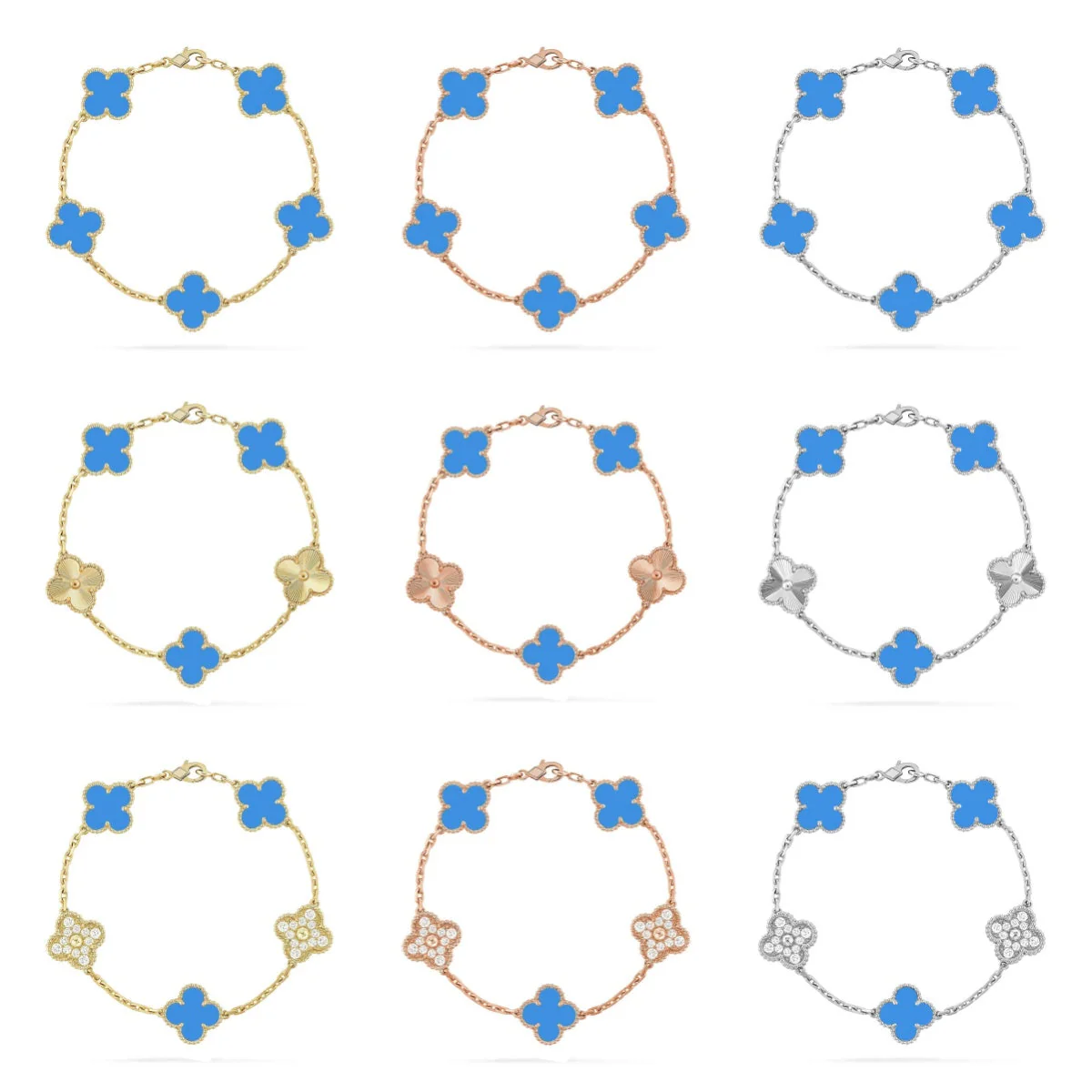 [⭐Lioran] CLOVER 5 MOTIF BLUE AGATE BRACELET COLLECTION