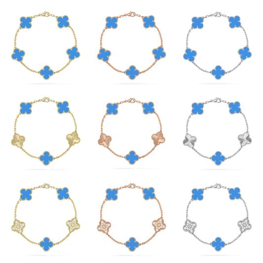 [⭐Lioran] CLOVER 5 MOTIF BLUE AGATE BRACELET COLLECTION