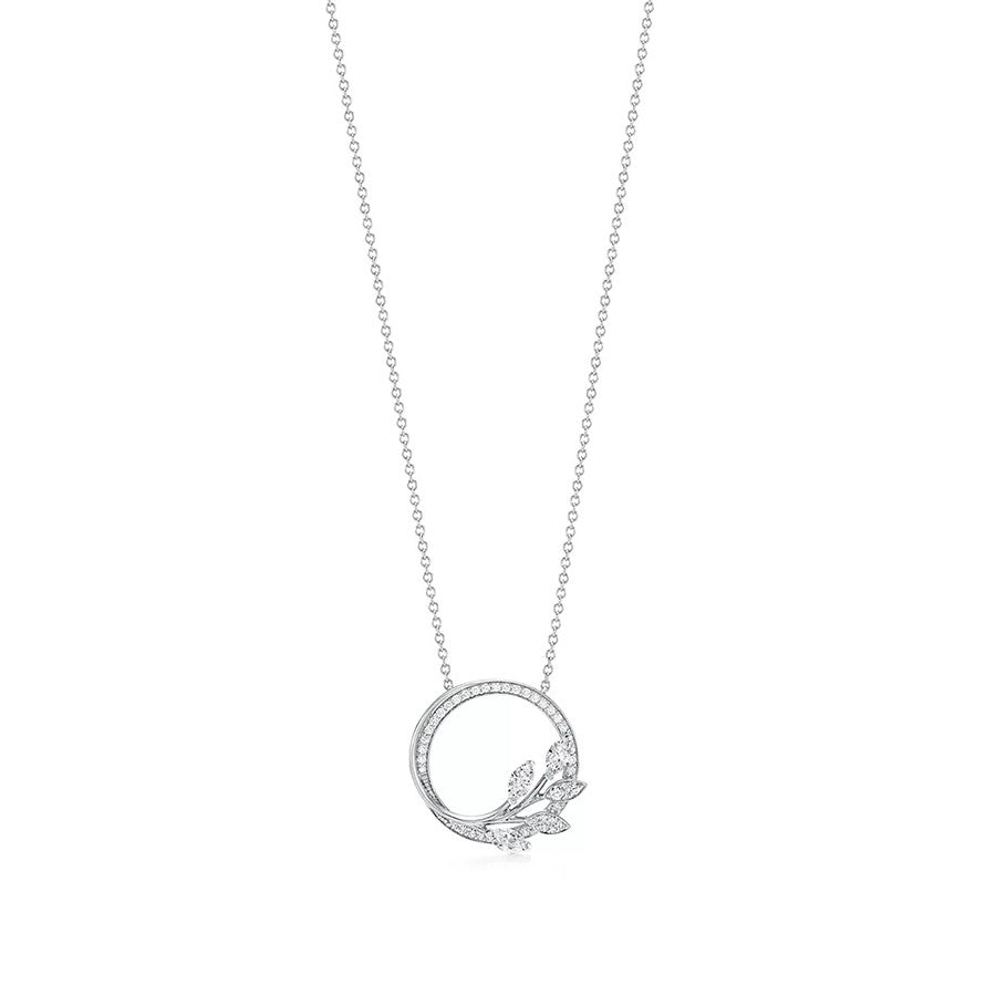 [Lioran]DIAMOND VINE CIRCLE PENDANT PLATINUM NECKLACE