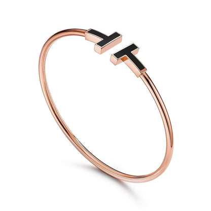 [Lioran]T BRACELET 1.8MM ONYX PINK GOLD
