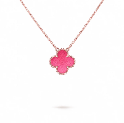 [⭐Lioran] NEW CLOVER 15MM PINK ENAMEL NECKLACE