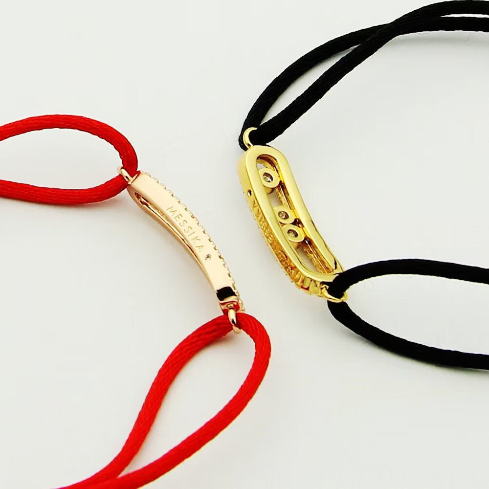 [⭐Lioran]Messika Care(s) pink cord pavé bracelet