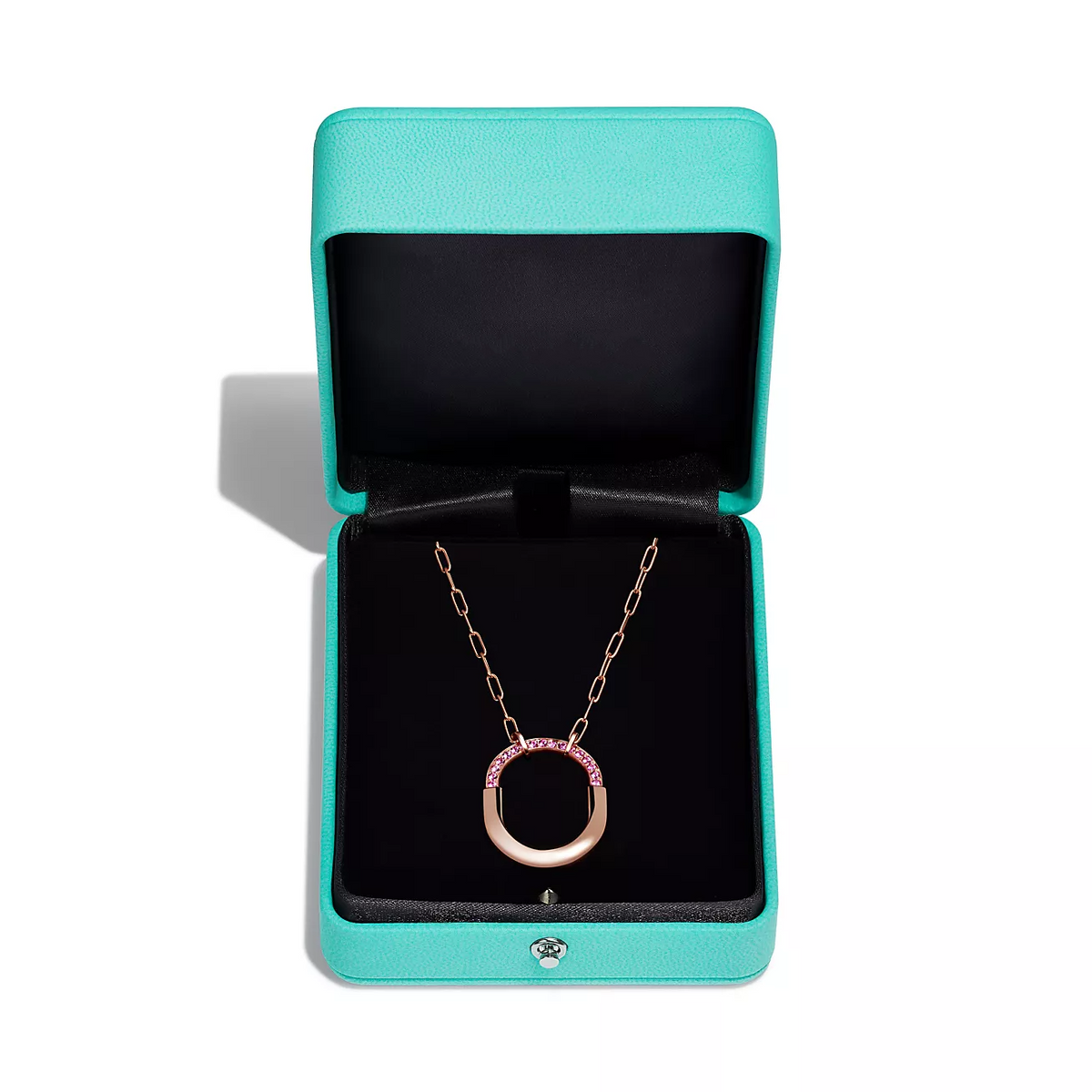 [Lioran]LOCK MEDIUM PENDANT PINK DIAMOND PINK GOLD NECKLACE