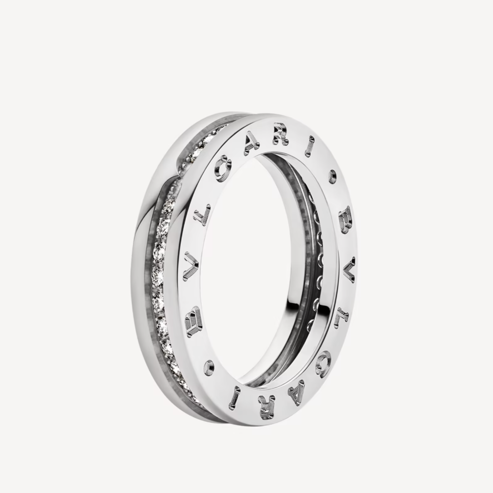 [⭐Lioran]ZERO 1 ONE-BAND PAVED DIAMONDS ON THE SPIRAL RING