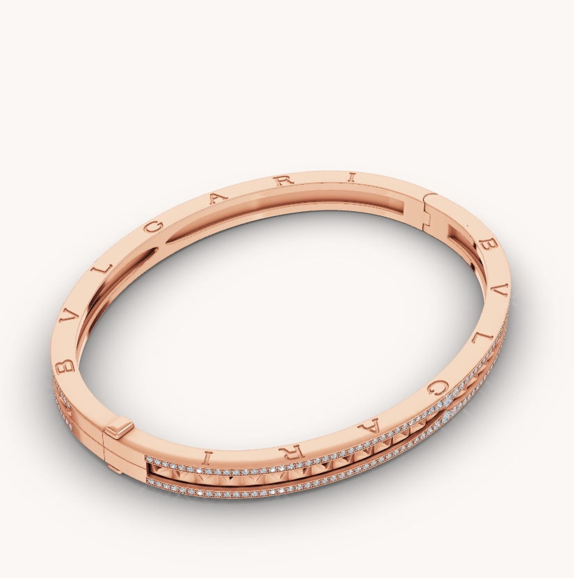[⭐Lioran]ZERO 1 SPIRAL AND PAVED DIAMOND PINK GOLD BRACELET