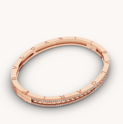 [⭐Lioran]ZERO 1 SPIRAL AND PAVED DIAMOND PINK GOLD BRACELET