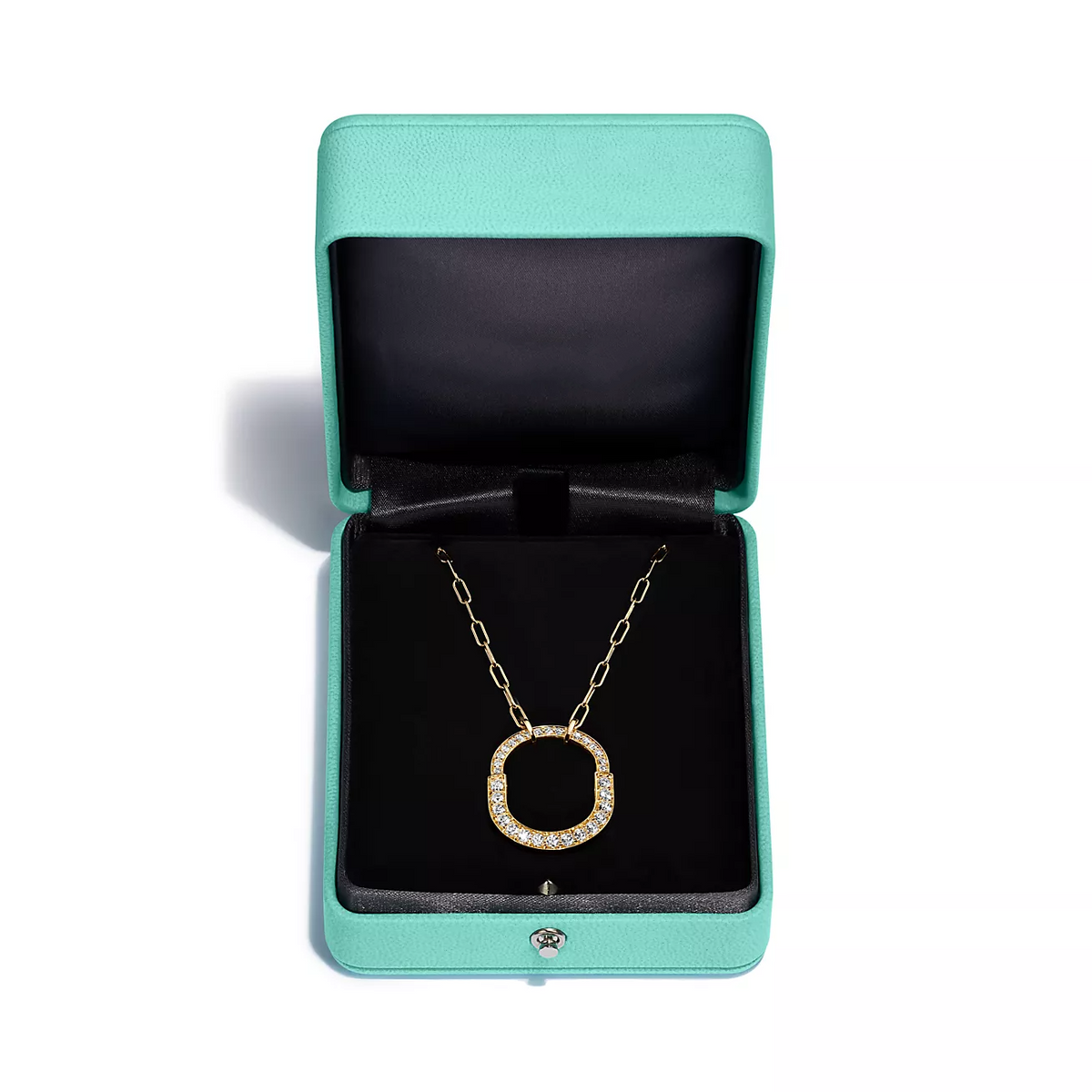 [Lioran]LOCK NECKLACE MEDIUM PENDANT GOLD PAVED DIAMONDS