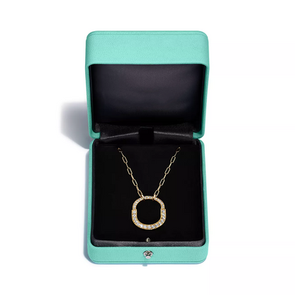 [Lioran]LOCK NECKLACE MEDIUM PENDANT GOLD PAVED DIAMONDS