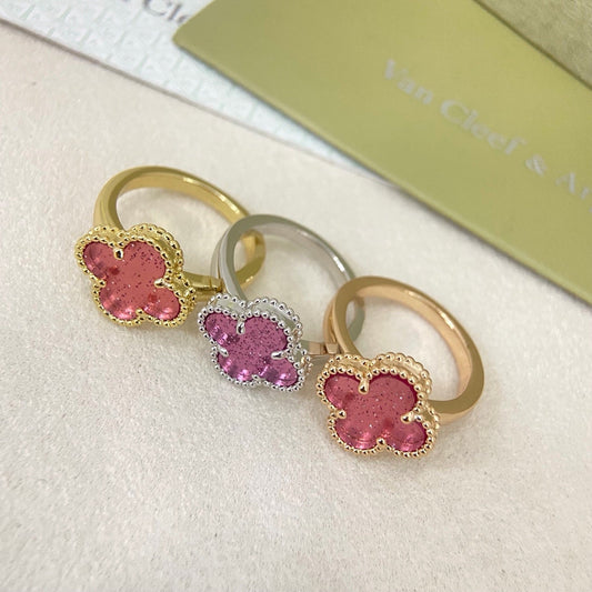 [⭐Lioran]NEW ROSE QUARTZ FOUR-LEAF CLOVER RING